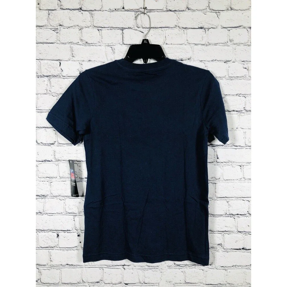 NFL Team Apparel Boys Patriots Football T-Shirt Graphic Cotton Navy Blue M 10/12